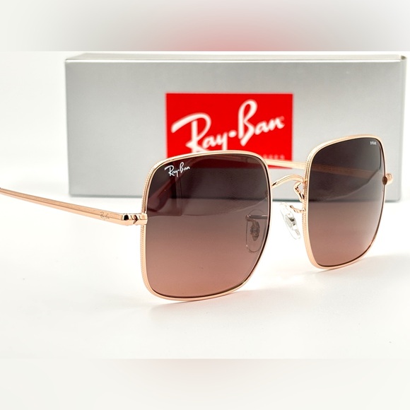 Ray-Ban Womens Sunglasses Rose Lens RB1971 Square Metal Frame 9151/AA  54-19-145 - Picture 3 of 16
